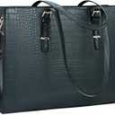 Laptop Bag for Women 15.6 Inch Laptop Tote Bag Leather Classy Computer Briefcase for Work Waterproof Handbag Professional Shoulder Bag Women Business Office Bag Large Capacity Dark Green