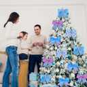 Chuangdi 24 Pcs Snowflake Christmas Bows Ornaments 6 Inch Large Christmas Tree Decorations Purple and Blue Winter Wonderland Bows Decor for Home Xmas Tree Ornaments Gift Wrapping DIY Crafts Supplies