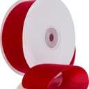 2 x Red Velvet Ribbon - 1 1/2 Inch Wide, 10 Yards Roll - Festive Flocked Ribbon for Holiday Decor, Crafts, and Gift Wrapping