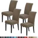 Joccun Chair Covers for Dining Room Set of 4,Dining Chair Slipcovers Stretch Dining Room Chair Covers Seat Protector,Washable Parsons Chair Cover for Home,Hotel,Banquet(Fossil,4 Pack)
