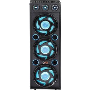 QFX SBX-412300BT TWS Bluetooth Triple 12 Woofer Triple 1 Tweeter Recording High-Performance PA Cabinet Speaker with 10-Band Graphic EQ, 2 Microphone Inputs, Guitar Input, and AUX Input, Blue