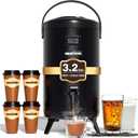 WantJoin Insulated Beverage Dispenser - 1-pack Thermal Hot and Cold Drink Dispenser with Spigot, Stainless Steel Premium 12 L/3.2 Gallon for Coffee & Hot tea,Cold Milk,Water,Juice (Black) 