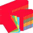 Chuangdi 24 Set/120 Pack A5 Mini Binder Dividers with Tabs, 5.5 x 8.5 Inch Write & Erase 5 Tab Paper Index Dividers for 3 Ring Binder for School & Office(Bright Color)