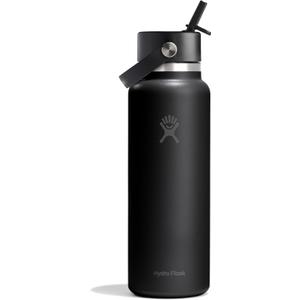 Hydro Flask Water Bottle - Insulated Stainless Steel - Wide Straw Lid, Non Spill, Leakproof in 40 Oz Tonal Black
