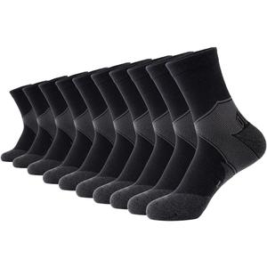 GLENMEARL Crew Socks for for Men & Women, 5 Pairs Cushioned Athletic Cotton Socks, Moisture Calf Boot Socks for Hiking (Black, M)