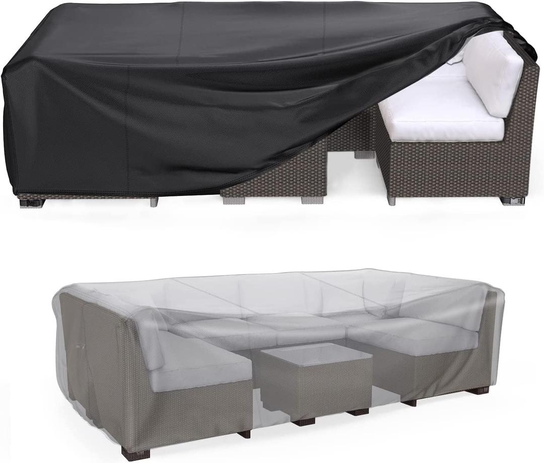Patio Furniture Set Cover Waterproof, Mrrihand Outdoor Sectional Sofa Set Cover Heavy Duty 600D Table and Chair Set Cover 137.7" L 86" W 28" H