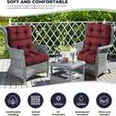 DANGHOOGY Outdoor/Indoor High Back Chair Cushion, Waterproof Outdoor Rocking Chair Cushion with Ties, Tufted Replacement Seat Cushions for Outdoor Furniture, Red, Standard