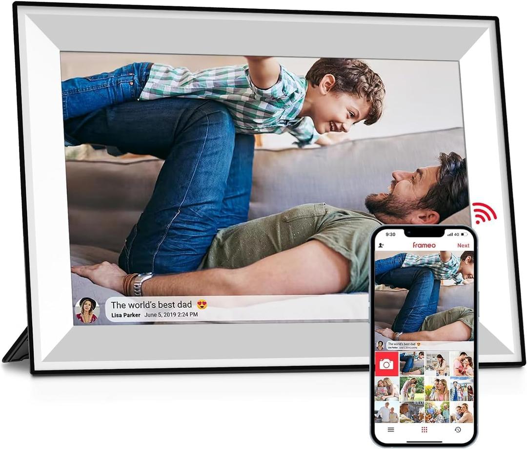 10.1'' WiFi Digital Picture Frame with 32GB Storage, Frameo 1280 * 800 HD IPS Touch Screen Smart Electronic Digital Photo Frame,Share Moments Instantly via Frameo App from Anywhere