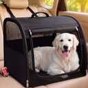 Dog Car Crate, Enclosed Foldable Cat Car Seat Carrier 24x19.6x19.6in, Black