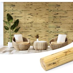 Art3d Natural Bamboo Wall Panel for Interior Wall Decor, Renewable Pole Wrap Wainscoting Paneling for Wall Ceiling Furniture Cabinet Office, 12 x 96 Inch - Light Burned, 1-Pack