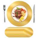 SHACOS Round Paper Gold Placemats, 13" Disposable Place Mats for Dining Table, Charger Plates Table Mat for Christmas Dinner Party Wedding Birthday Banquet Table Setting Decor, 50Pcs Shiny Gold