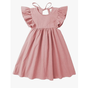 Toddler Baby Girl Dress Summer Cotton Linen Ruffle Halter Sleeveless Kids Casual Beach Party Dresses 2-7 Years
