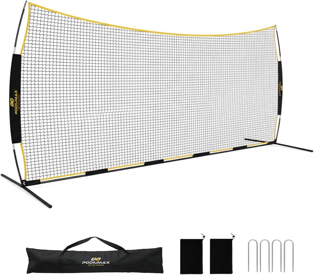 PodiuMax 16x10FT Barricade Backstop Net, Baseball Basketball Barrier with Upgrade Steel Frame, Protective Net for Baseball, Lacrosse, Soccer, Basketball & More, Soccer Backstop Net for Backyard Park