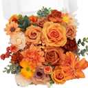 TINGE TIME Fake Flowers Artificial Flowers Peonies Bulbous Chrysanthemum Daisy Hydrangea Sunflower Violets Dahlia Daffodils Epiphyllum Orchid Cherry Blossom Camellia Leyaron (Burnt Orange)