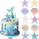 10Pcs Starfish Shell Cake Decorations Resin Beach Theme Cake Topper Under the Sea Ocean Birthday Party Decor DIY Phone Case Craft Jewelry Accessories (A)