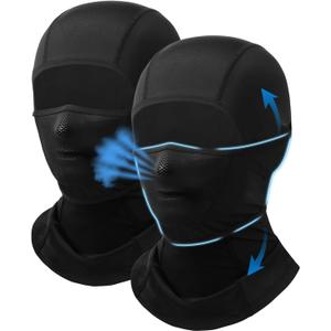 Balaclava Face Mask with Movable Deisgn for Men Women Summer Cooling Shiesty Mask Sun UV Protection-Motorcycle Ski Outdoor (Black+black)