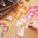 Ctosree 24 Sets Religious Easter Crafts Easter He is Risen Cross Craft Kits Tissue Paper DIY Art for Celebrations Ornaments Religious Sunday School Crafts Home Classroom Game Activities