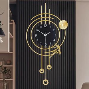 SIN&MI Large Wall Clocks for Living Room,Silent Non Ticking,Battery Operated Oversized Round Modern Wall Clock for Bedroom,Farmhouse,Office Wall Decor-15.7 * 31.4Inch / Gold (2511-black-gold)