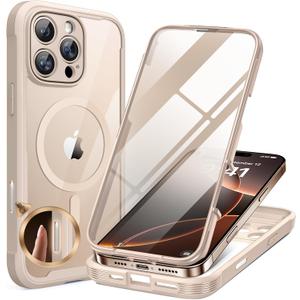 Miracase Magnetic for iPhone 16 Pro Case Full-Body Phone with Built-in Glass Screen Protector, [Compatible with MagSafe] Military Drop Proof 16 Pro Cover Bumper 6.3 Inch, Desert