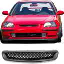IKON MOTORSPORTS, Grille Compatible With 1996-1998 Civic Pre-Facelift Models, ABS Black Front Bumper Hood Grill Hood Guard by, 1997