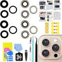 2 Sets LEAFE for iPhone 16 Pro and iPhone 16 Pro Max Camera Lens Replacement, OEM Original Camera Glass Lens with PreInstalled Adhesive+Repair Tools