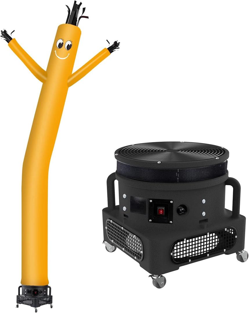 MOUNTO 20ft Air Inflatable Tube Guy Puppet Dancing Man with 1HP Blower Complete Set (Yellow)