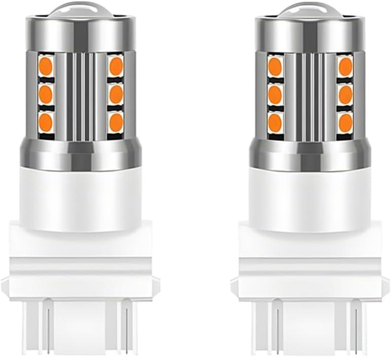 2PCS Car LED Turn Signal Bulbs, 3157 T25 Super Bright Vehicle Blinker Turn Signal Light for Front Rear, Automotive Brake Backup Reverse Lamp Replacement, Universal for Vehicles (Yellow)