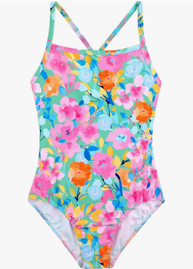 Belovance Girls Swimsuits One Piece Bathing Suit Crossback Straps Cute Toddler Kids Pool Beach Swimwear Quick Dry 4Year