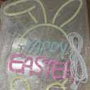 Easter Decorations LED Neon Sign - Happy Easter&Rabbit&Egg Window Lights,USB Power Neon Lamp Home Party Indoor Outdoor Wall Bunny Decor,Light Up Sign for Bedroom,Easter Birthday Party Decorations