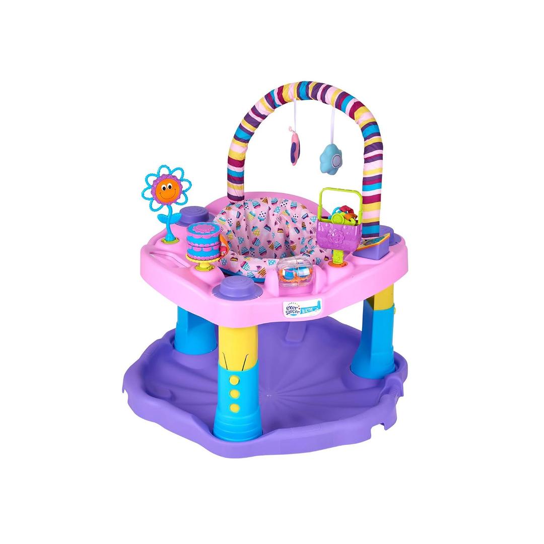 Evenflo Exersaucer Bouncing Activity Saucer, Sweet Tea Party
3 Height Modes up to 30 in., Ages 4-12 Months, 7 Interactive Toys, 12+ Activities, Machine Washable Seat Pad