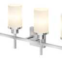 4-Light Vanity Lighting Fixtures with White Frosted Glass Shade, Brushed Nickel Bathroom Wall Lamps Over Mirror for Bath Restroom Kitchen T001BR-L4