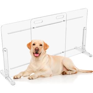 Clear Acrylic Dog Gate for Doorways & Stairs, 28" Tall Freestanding No Drill Pet Gate, Adjustable 40-70" Wide Transparent Indoor Dog Gate for Large Dogs with Stable Feet