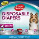 Simple Solution Disposable Dog Diapers, Female Dog Diapers, Puppy Potty Training, Incontinence and Heat Cycle Protection, Medium Diapers for Dogs, 15-23 Inch Waist, 30 Count