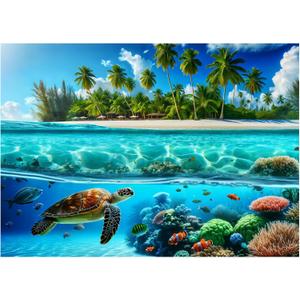 Sutinban Sea Turtle 1000 Piece Puzzle for Adults, Coolest Adult Puzzle 1000 Pieces, Wave Spirit Hawaii Ocean Jigsaw Puzzles Home Decor Happy Family Time