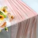Booque Valley Pink Table Runner 10ft Boho Cheesecloth Super Soft Seersucker Gauze for Wedding Bridal Shower Baby Shower Birthday Party Decoration Centerpiece Table Decor, 2 Pack, Blush Pink