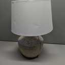Monarch 20" Concrete Stone Table Lamp with Tapered Shade in Cream and Beige