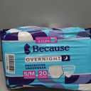 Because Overnight Absorbency Pull Ups - Adult Disposable Incontinence Underwear, Extra Absorbent Nighttime Briefs for Men and Women, White, Small/Medium, 20 Count
