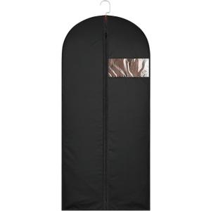 62-Inch Garment Bags Covers, Hanging Clothes Bag, Suit Cover Bags with Clear Window for Hanging Closet Clothes Storage and Travel (Black)