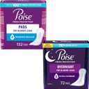 Poise Incontinence Pads & Postpartum Incontinence Pads for Women Bundle: 4 Drop Moderate Absorbency, Regular Length, 132ct and 8 Drop Overnight Absorbency, Extra-Coverage Length, 72ct