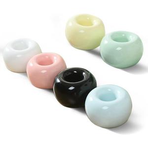 6 Piece Ceramics Toothbrush Holders Mini Donut Shape with Tooth Brush Stand for Razor Stand, Makeup Brush,Pens, Stylus,Stand Ring for Bathroom Vanity Countertops