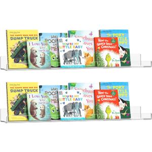 HBlife 24 Inches Floating Shelves Wall Mounted Clear Acrylic Shelves for Figures, 16 Inch Stud Spacing Invisible Floating Bookshelf for Kids and Nursery, 2 Pack (5MM Thick)