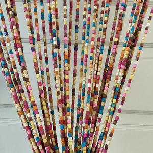 FlavorThings 41 Strands Rainbow Colorful Hippie Boho Bohemian Natural Wooden Door Beaded Curtain Doorway Beads Bamboo 36 inches x 79 inches (Rainbow)