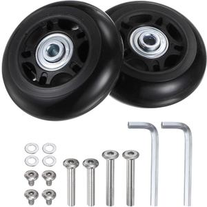 Uxcell Replacement Luggage Wheels 68x24mm Suitcase Wheel Repair Kits Include 2 PU Bearing Wheels & Washers, Wrenches & Axle Screw for Trolley Bag, Inline Skate and Caster Board