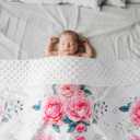 Baby Blanket 30" x 40" Pink Rose,Super Soft Floral Minky Blanket for Boys Girls,Double Layer with Dotted Backing,Crib Receiving Blanket for Nursery/Stroller/Toddler Bed/Carseat