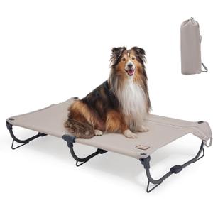 Daisy Cot, Medium Foldable Elevated Dog Bed, Portable Raised Outdoor Folding Dog Cot, Cooling, Chew Proof, Waterproof, Heavy Duty Up to 160 lbs for Camping/Home, Brown, 32"x 19"x6"