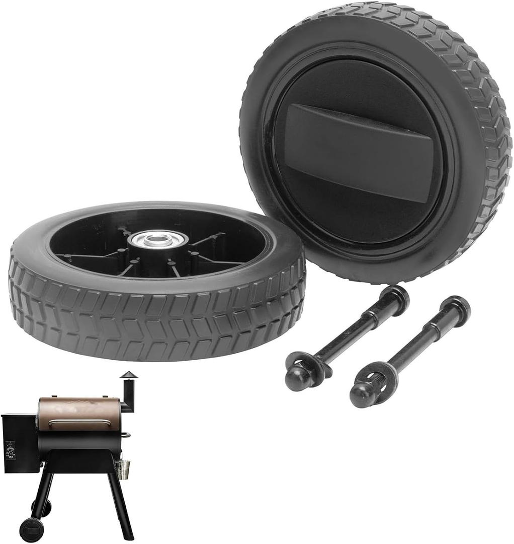 KIT0138 Wheel for Traeger Pro 34 & 22, Pro 780, 575 Replacement Parts Wheels, 7 Inch HDW332 Plastic Smoker Grill Wheels for Eastwood 34 & 22, Bronson 20, Renegade Pro Parts and Accessories, 2PCS