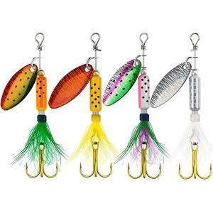 2 Pack THKFISH Spinner Baits Fishing Spinners Spinnerbait Trout Lures Fishing Lures for Bass Trout Crappie