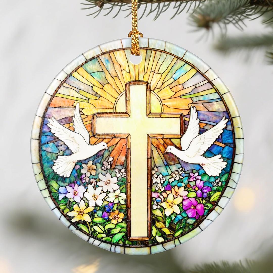 6 x Cross Christmas Ornaments: Christmas Tree Decorations, Easter Faith Home Decor, Stocking Stuffers, Gift Ideas, Xmas Gift, Christian Gifts & Cross Gifts for Religious