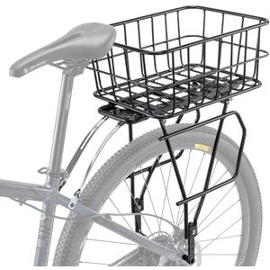 CXWXC Rear Bike Rack with Basket - Bike Cargo Rack for Disc Brake/Non-Disc Brake Mount - Bicycle Pannier Rack, Touring Carrier Rack fit 26-29 and 700c