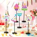 DoubleFill 6 Pcs Colorful Birthday Party Decoration Happy Birthday Table Standing Sign Decor for Centerpieces Celebration Wooden Sign Single-sided Printed Tabletop Decor for Party Favor Supplies